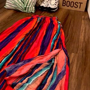 Multi Colour Striped Maxi Skirt